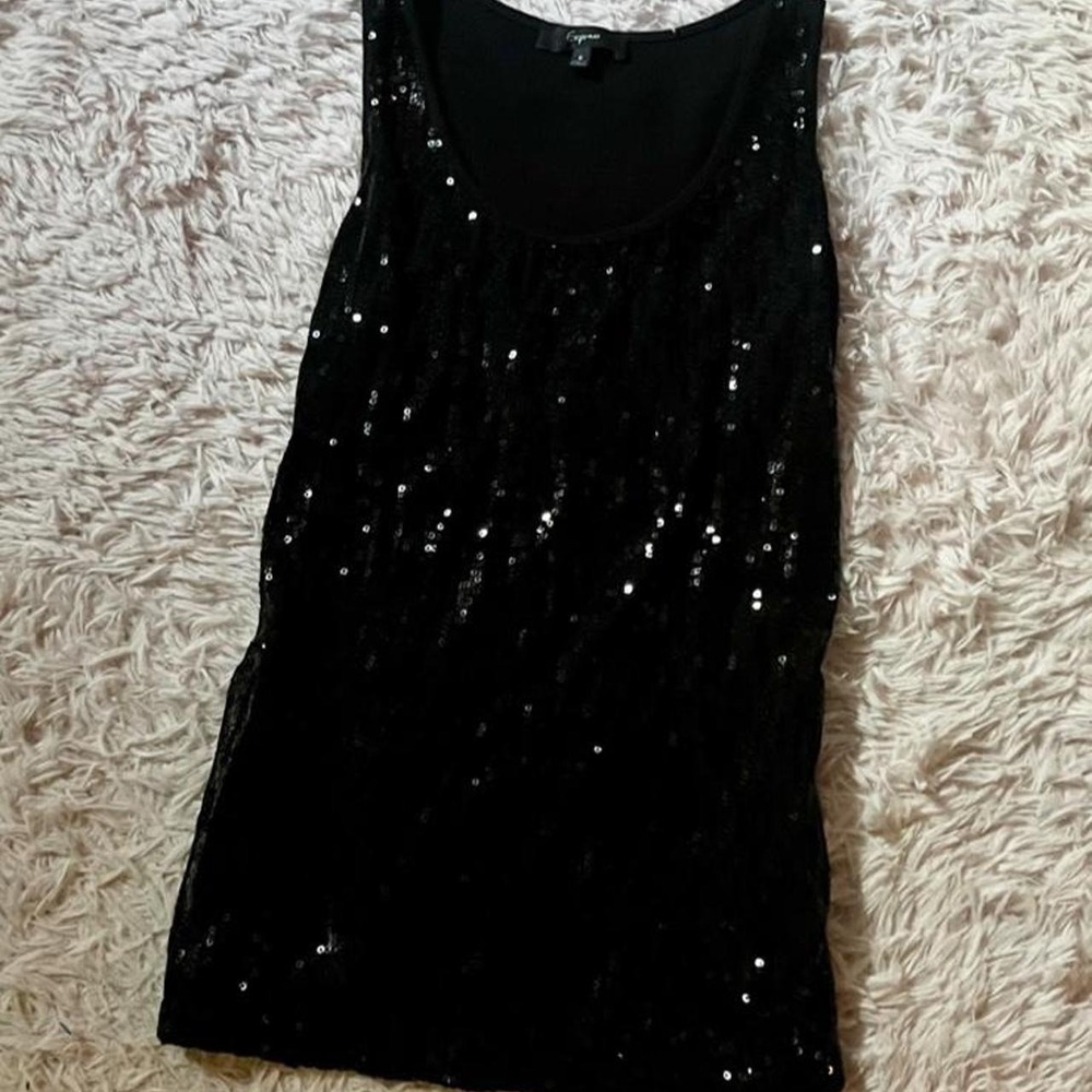 Black Sequin Glam Whimsygoth Goddess Dopamine Tank Top Womens S Dark Fairy